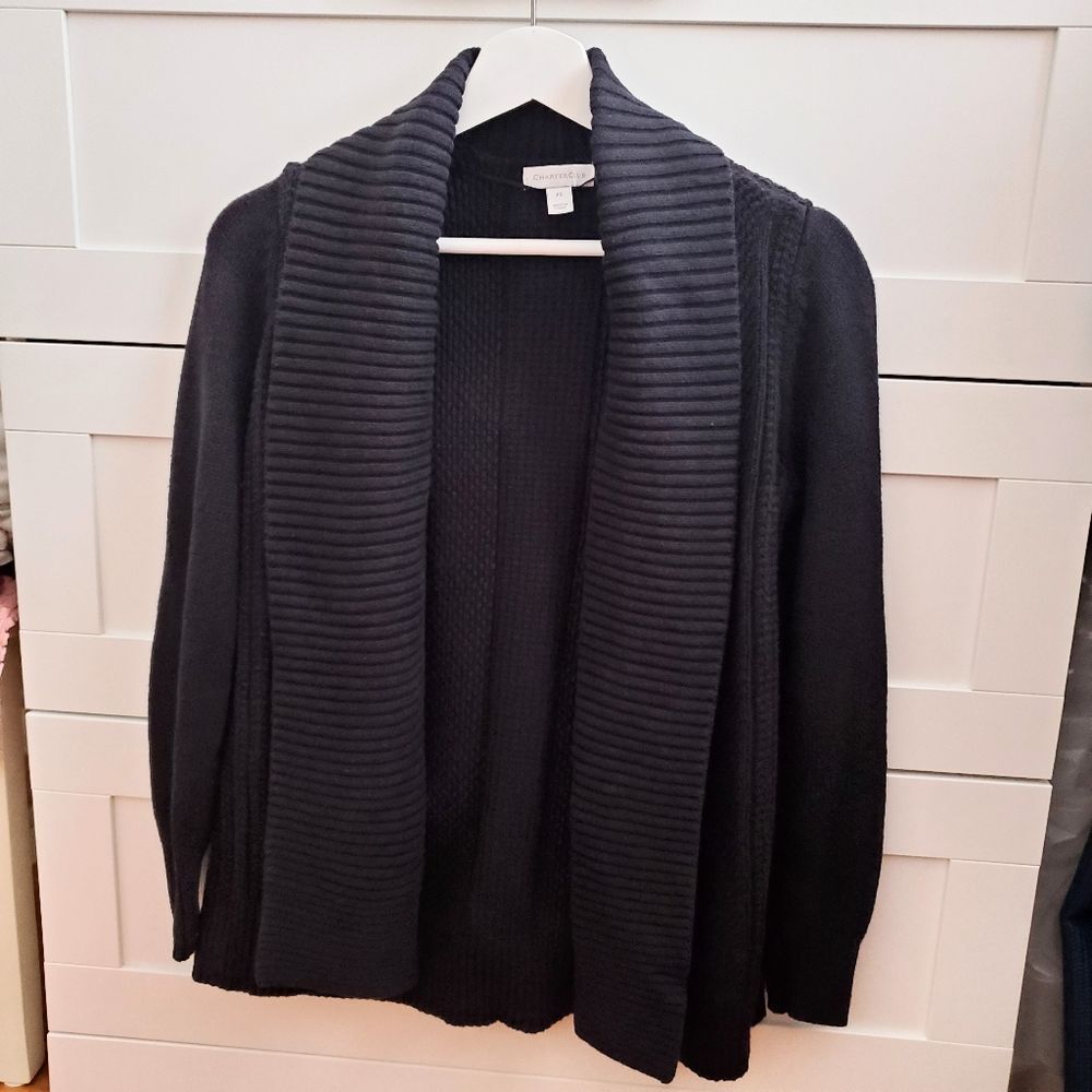 Charter Club Heavy Knit Black Cardigan Size PS